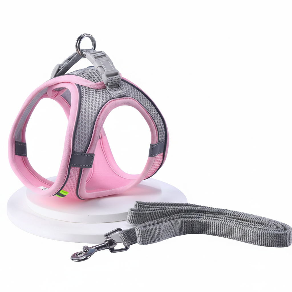 harnais anti fugue pour chiot en rose