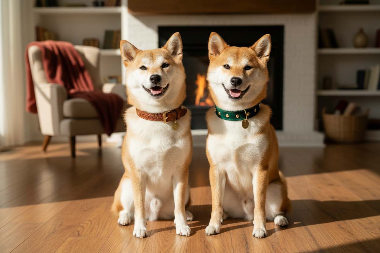 Collier chien deux shiba confort et élégance