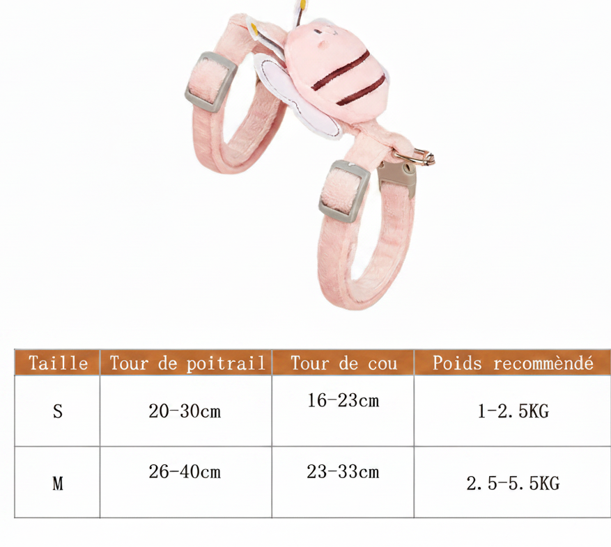 HARNAIS PETIT CHIEN Guide des tailles- Poids recommandé  