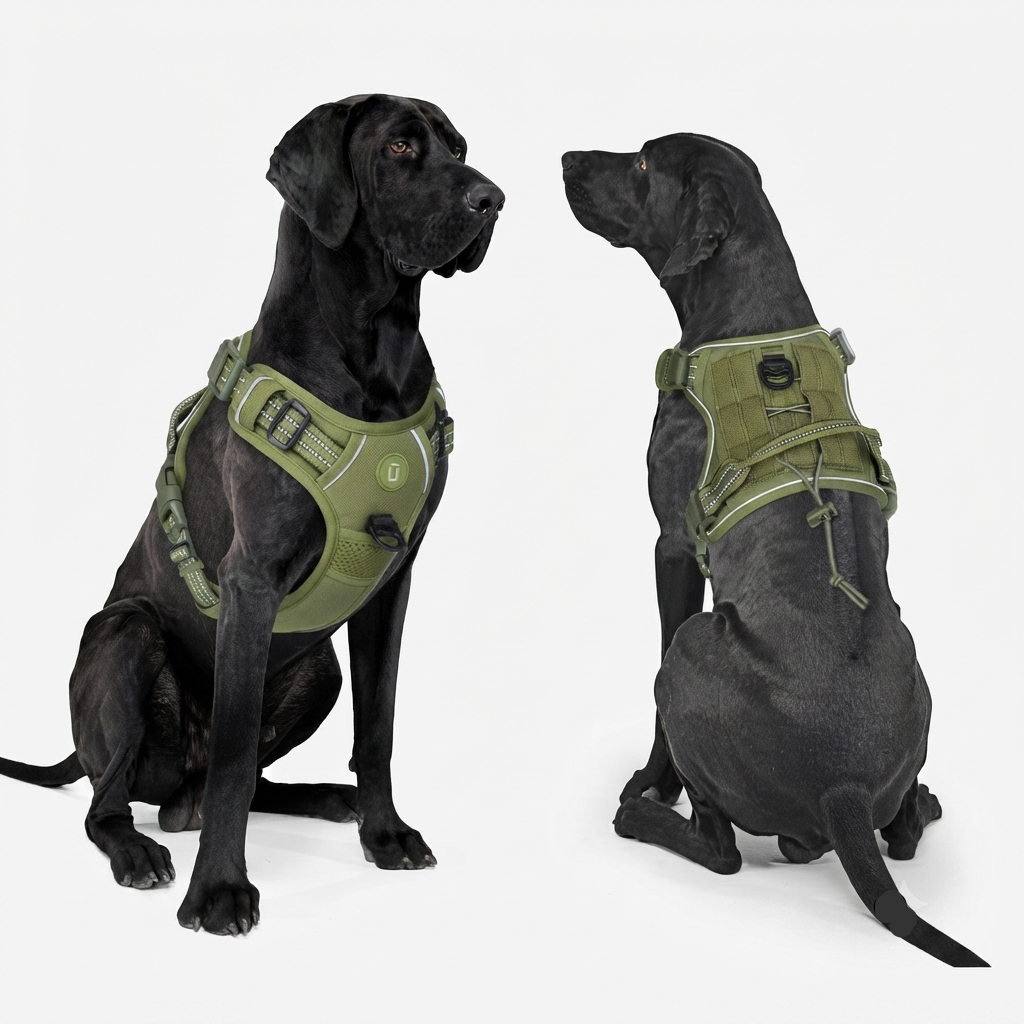 Harnais chien tactique renforcé avec sangles et boucles résistantes