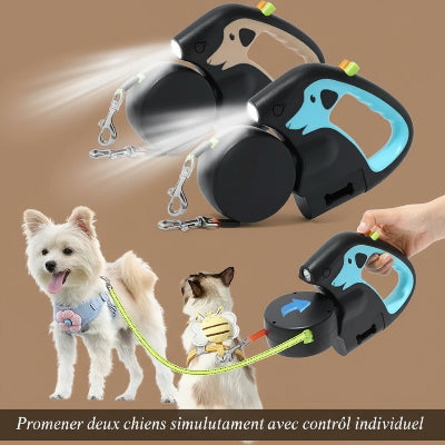 Laisse double pour Chien rotative deux chiens et control individuel