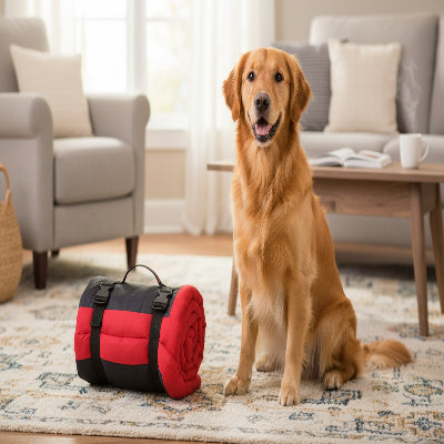 lit de camp pour chien rouge
