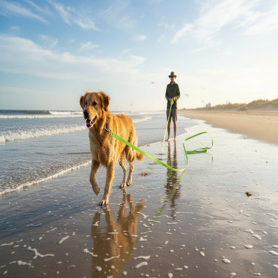 longe chien d'entrainement en nylon vert claire
