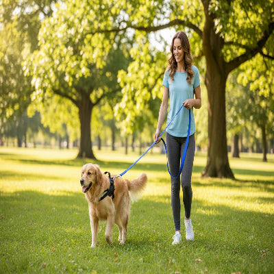 longe chien pour entrainement en nylon bleu
