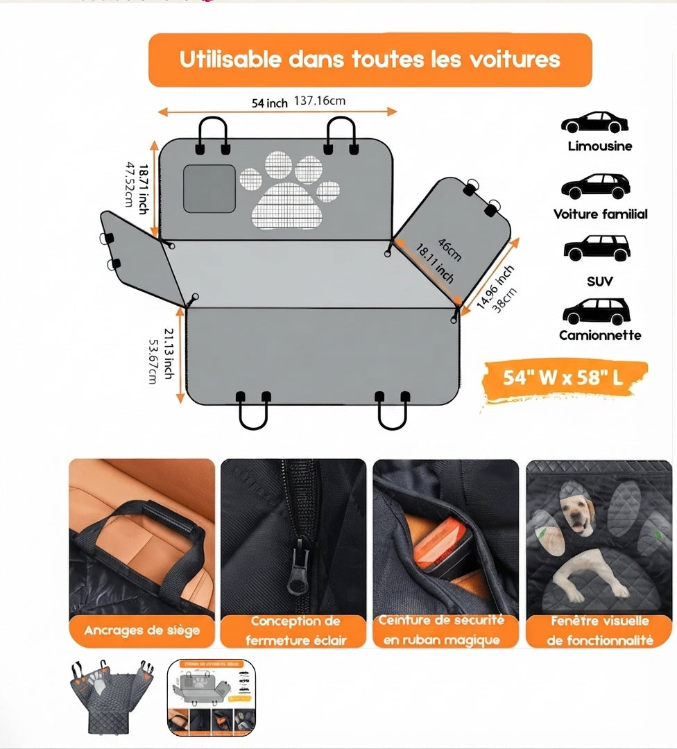 Protection voiture chienConfortDrive-caracteristique et dimension