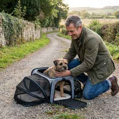 Sac transport chien anxieux ventilé Ventilopaw™ bleu
