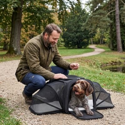 Sac transport chien anxieux ventilé Ventilopaw™ en noir