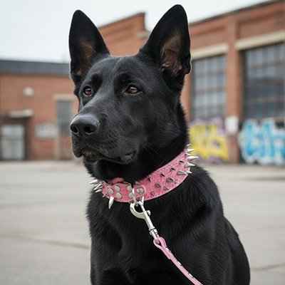 Collier Chien à pointes en couleur rose