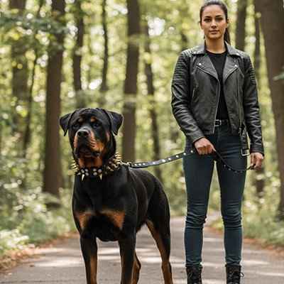 Collier Chien à pointes en cuir