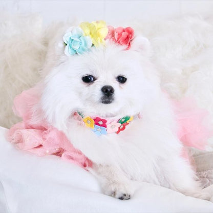 Collier pour chien à fleurs