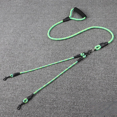 double laisse pour chiens cordon en vert