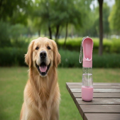 gourde chien etanche en rose
