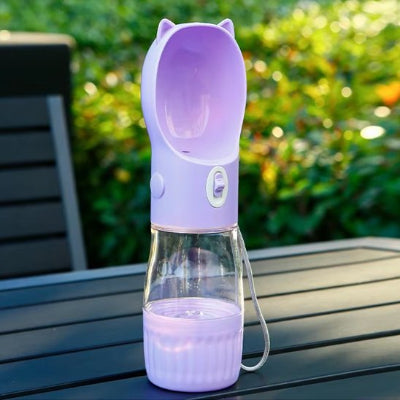 Gourde pour chien avec tasse de nourriture en violet