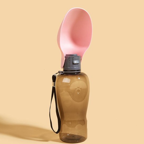 Gourde pour chien portable​ avec bol en rose