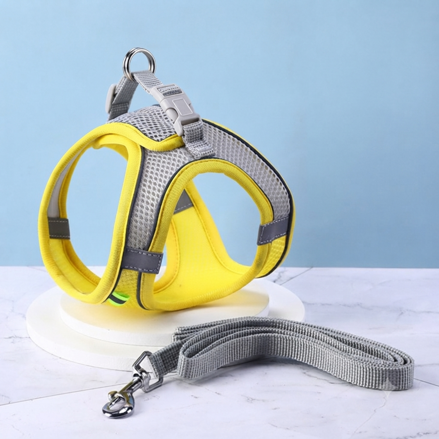 harnais anti fugue pour chiot en jaune