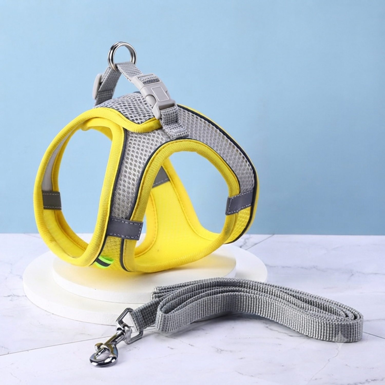 harnais anti fugue pour chiot en jaune