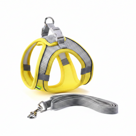 harnais anti fugue pour chiot en jaune