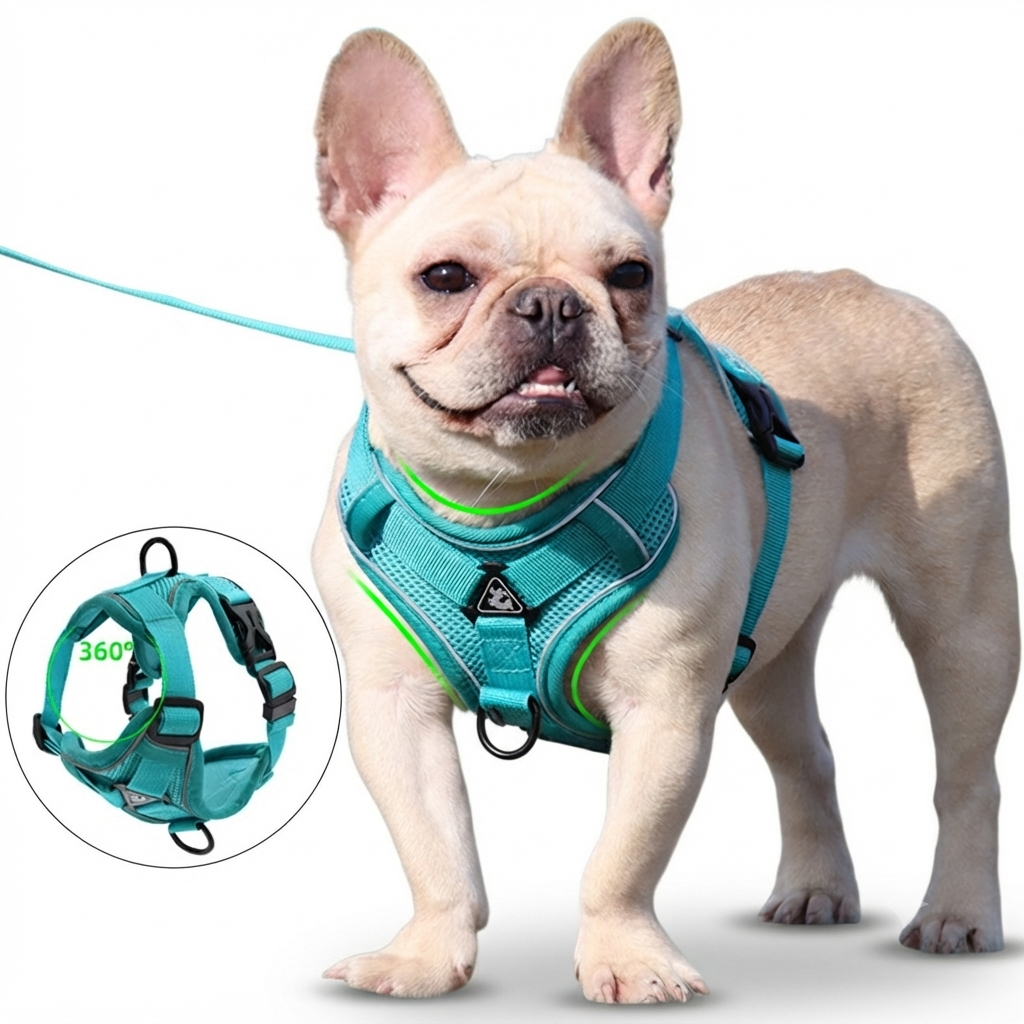 harnais anti traction chien PullEase en bleu turquoise