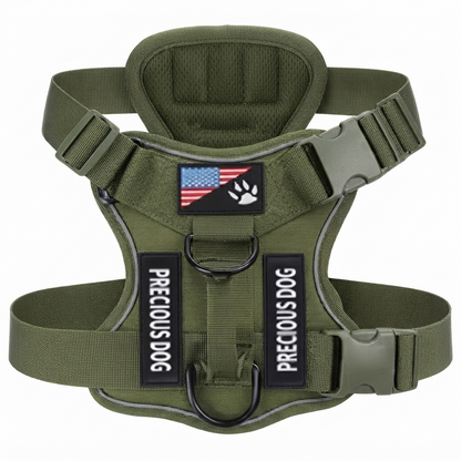 harnais anti traction chien robuste en couleur vert militaire