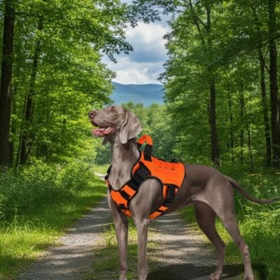 Harnais anti traction pour chien en couleur orange