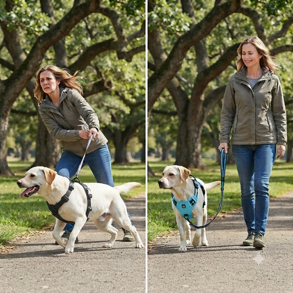 harnais chien anti traction clip frontal  comparaison entre harnais classique et anti traction