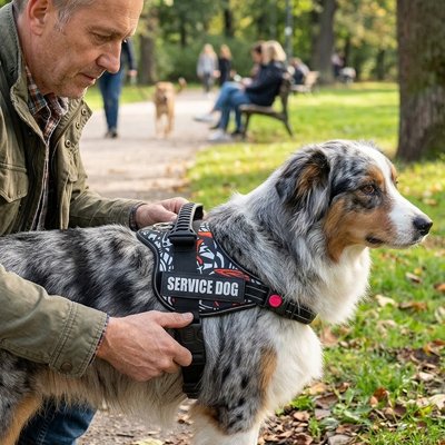 Harnais chien avec poignée de contrôle réglable