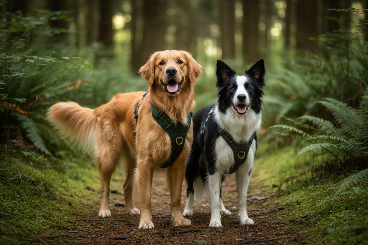 Harnais chien deux beaux chien en sécurité 