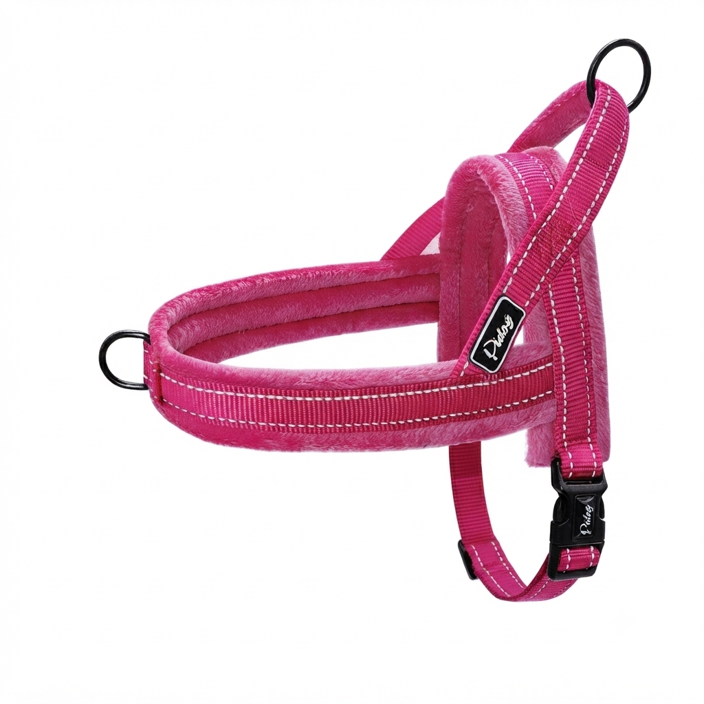 Harnais chien rembouré en rose