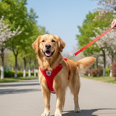 Harnais chien style gilet rouge