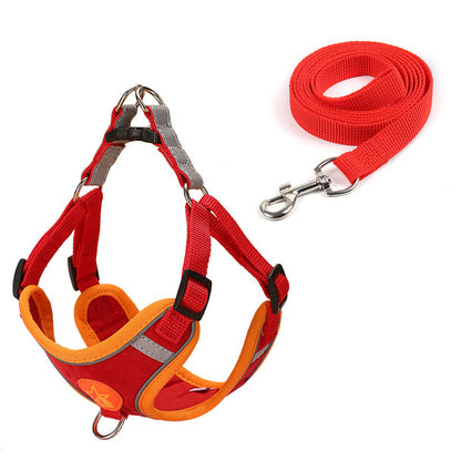 harnais double attache chien en couleur rouge