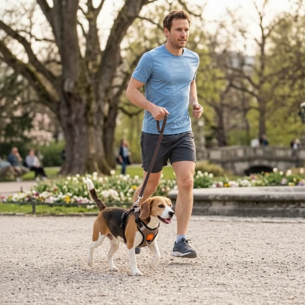 harnais double attache chien en course