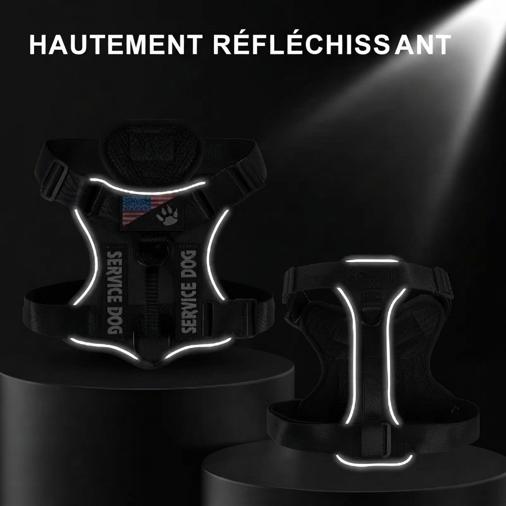 harnais et laisse pour chien bande reflechissante 