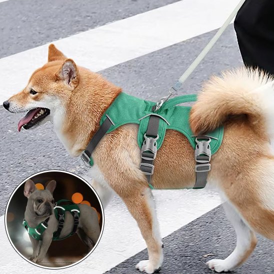 Harnais gilet pour chien vert
