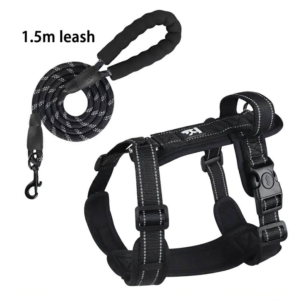 harnais pour petit chien gilet securise en noir