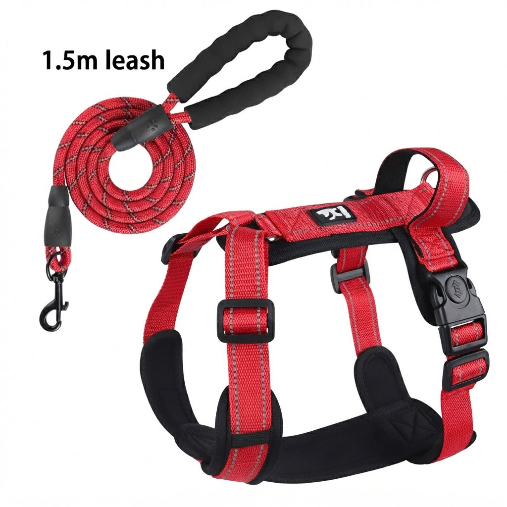 harnais pour petit chien gilet securise en rouge