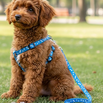 Laisse pour Chienavec harnais  en bleu