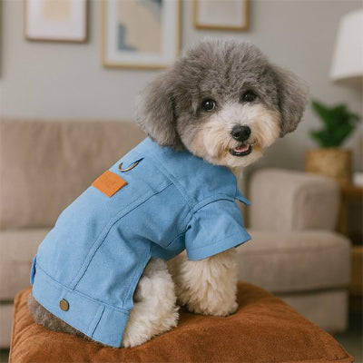Manteau chien en jeans avec anneau laisse