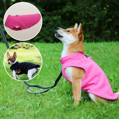 Manteau chien gilet en polaire en rose