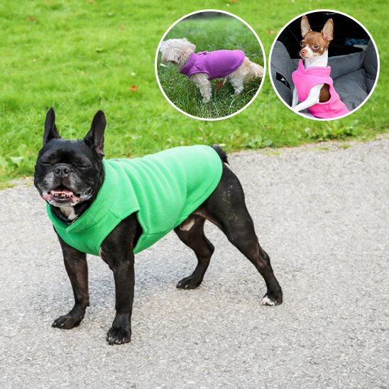 Manteau chien gilet en polaire en vert