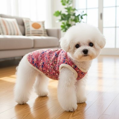 Manteau Chien veste chiot a fleur rose