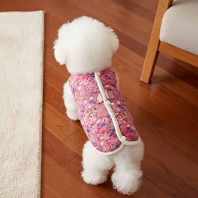 Manteau Chien veste chiot a fleur tissu cotton