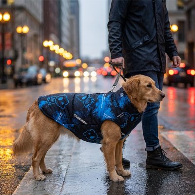 Manteau chien veste impermeable pour grand chien bleu