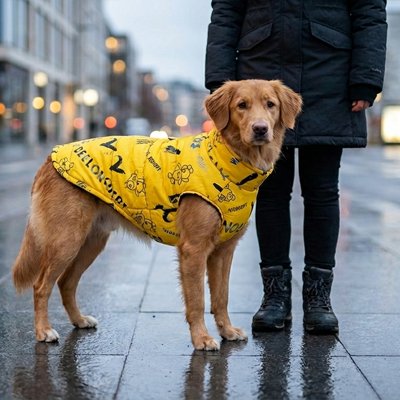 Manteau chien veste impermeable pour grand chien jaune