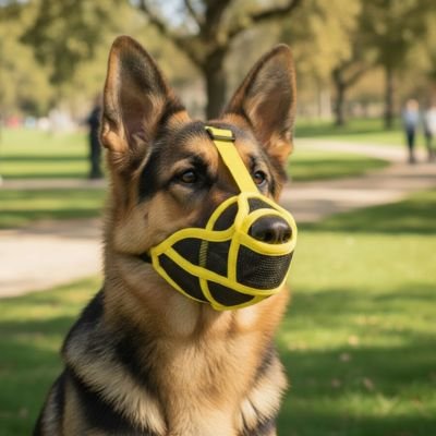 Muselière chien​ à museau court en jaune