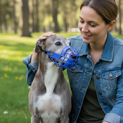 Muselière pour chien​ anti aboiement en  bleue