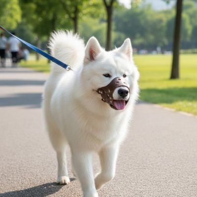Muselière pour chien​ en cuir couleur café