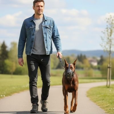 Muselière pour chien​ en cuir ergonomique