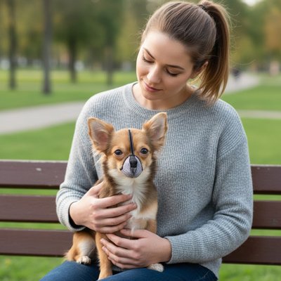 Muselière pour chien​ en tissu couverture complète du museau 