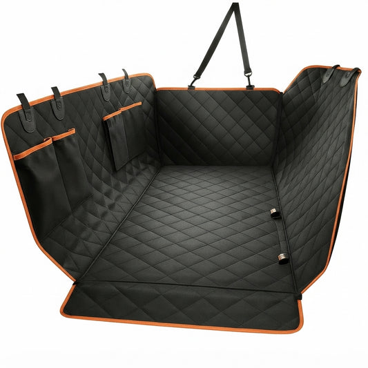protection voiture chien  en noir bordure orange