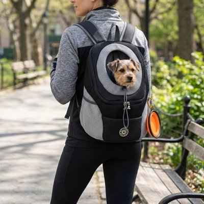 sac à dos chien en maille en noir